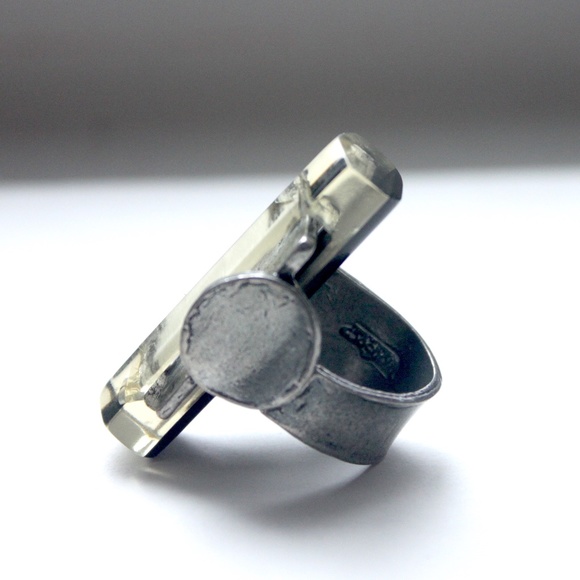 Anne-Marie Chagnon extra large bague ring wide pewter resin étain size US 8 - Picture 6 of 14